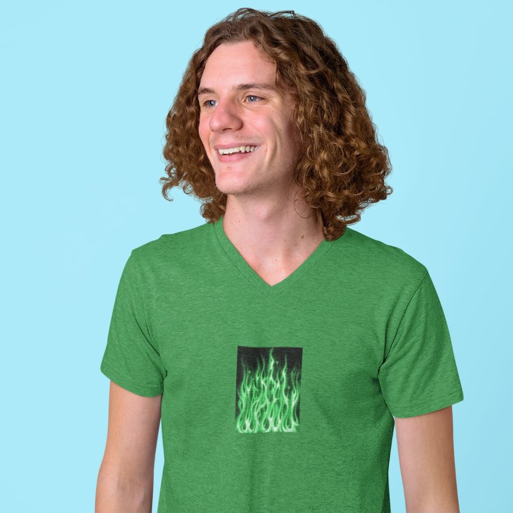 🌸 Flames V Neck Short Sleeve T- Shirt